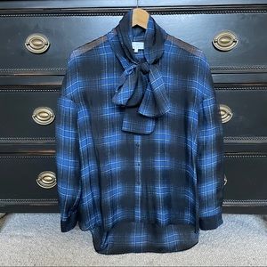 Thakoon Addition plaid silk bow blouse
